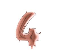 Palloncino Mylar Numero 4 Rosa Gold Medio 14'' 35 cm