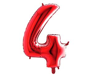 Palloncino Mylar Numero 4 Rosso Grande 40'' 101 cm