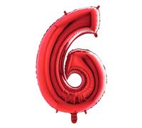 Palloncino Mylar Numero 6 Rosso Grande 40'' 101 cm