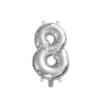 Palloncino Mylar Numero 8 Argento Medio 14'' 35 cm