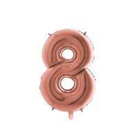Palloncino Mylar Numero 8 Rosa Gold Medio 14'' 35 cm