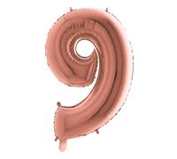 Palloncino Mylar Numero 9 Rosa Gold Grande 40'' 101 cm