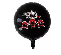 Palloncino Mylar Squid Game, Gonfiabile a Elio, 45 cm, Nero e Rosso