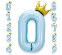 Palloncino Numero 0 Compleanno Blu: Grande 101 cm Elio Palloncini Compleanno 0 Anno Mylar Blu Chiaro Numeri Gigante Bambino Bambina Giganti Festa di Baby Shower Anniversario Decorazioni