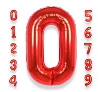 Palloncino Numero 0 Compleanno Rosso: Grande 101 cm Elio Palloncini Rossi Compleanno 0 Anno Mylar Foil Numeri Gigante Bimba Bambina Giganti per Festa di Baby Shower Anniversario Decorazioni