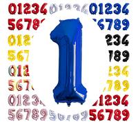 Palloncino numero 1 blu. Palloncini Gigante Numero 1 Festa Compleanno Decorazione Festa Anniversario Matrimonio Grande 70 cm con Accessorio Gonfiaggio Aria Elio