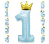 Palloncino Numero 1 Compleanno Blu: Grande 101 cm Elio Palloncini Compleanno 1 Anno Mylar Blu Chiaro Numeri Gigante Bambino Bambina Giganti Festa di Baby Shower Anniversario Decorazioni