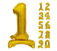 Palloncino numero 1 oro con base/supporto - mylar 74 cm