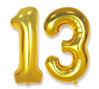 Palloncino Numero 13 Compleanno Oro: Grande 101 cm Elio Palloncini Compleanno 31 Anni Mylar Foil Doro Numeri Gigante Giganti Festa di Anniversario Decorazioni