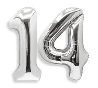 Palloncino Numero 14 Compleanno Argento: Grande 101 cm Elio Palloncini Compleanno 14 Anni Mylar Foil Numeri Gigante per Festa di Baby Shower Anniversario Decorazioni