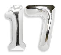 Palloncino Numero 17 Compleanno Argento: Grande 101 cm Elio Palloncini Compleanno 17 Anni Mylar Foil Numeri Gigante per Festa di Baby Shower Anniversario Decorazioni