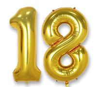 Palloncino Numero 18 Compleanno Oro: Grande 101 cm Elio Palloncini Compleanno 18 Anni Mylar Foil Doro Numeri Gigante Bimbo Bimba Bambino Bambina GigantiFesta di Baby Shower Anniversario Decorazioni