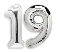 Palloncino Numero 19 Compleanno Argento: Grande 101 cm Elio Palloncini Compleanno 19 Anni Mylar Foil Numeri Gigante per Festa di Baby Shower Anniversario Decorazioni