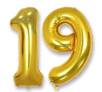 Palloncino Numero 19 Compleanno Oro: Grande 101 cm Elio Palloncini Compleanno 19 Anni Mylar Foil Doro Numeri Gigante GigantiFesta di Anniversario Decorazioni