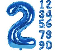 Palloncino Numero 2 Blu Decorazioni Compleanno,Giganti Numeri Elio Foil Kit Palloncini DIY Decorazione Feste Gonfiabili Pallone per Ragazzo Bambina Anniversario Celebrazione 2 12 22 Anni Compleanno