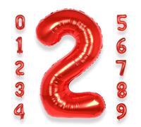 Palloncino Numero 2 Compleanno Rosso: Grande 101 cm Elio Palloncini Rossi Compleanno 2 Anni Mylar Foil Numeri Gigante Bimba Bambina Giganti per Festa di Baby Shower Anniversario Decorazioni
