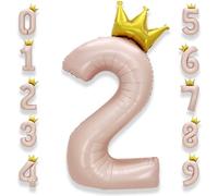 Palloncino Numero 2 Pastello Rosa: Grande 101 cm Elio Palloncini Rosa Compleanno 0-9 Anno/Anni Mylar Numeri Gigante Bimba Bambina Giganti per Festa di Baby Shower Anniversario Decorazioni