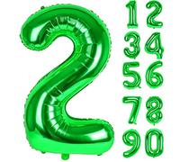 Palloncino Numero 2 Verdi Decorazioni Compleanno, 83cm Giganti Numeri Elio Foil Kit Palloncini DIY Decorazione Feste Gonfiabili Pallone per Ragazzo Bambina Anniversario Celebrazione Compleanno