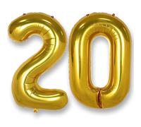 Palloncino Numero 20 Compleanno Oro: Grande 101 cm Elio Palloncini Compleanno 20 Anni Mylar Foil Doro Numeri Gigante Giganti per Festa di Anniversario Decorazioni
