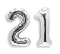 Palloncino Numero 21 Compleanno Argento: Grande 101 cm Elio Palloncini Compleanno 21 Anni Mylar Foil Numeri Gigante per Festa di Baby Shower Anniversario Decorazioni