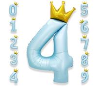 Palloncino Numero 4 Compleanno Blu: Grande 101 cm Elio Palloncini Compleanno 4 Anni Mylar Blu Chiaro Numeri Gigante Bambino Bambina Giganti Festa di Baby Shower Anniversario Decorazioni