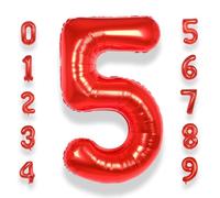 Palloncino Numero 5 Compleanno Rosso: Grande 101 cm Elio Palloncini Rossi Compleanno 5 Anni Mylar Foil Numeri Gigante Bimba Bambina Giganti per Festa di Baby Shower Anniversario Decorazioni