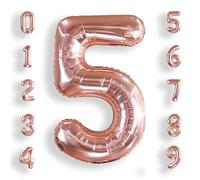 Palloncino Numero 5 Rosa Gold: Grande 101 cm Elio Palloncini Oro Rosa Antico Compleanno 5 Anni Mylar Foil Numeri Gigante Bimba Bambina Giganti per Festa di Baby Shower Anniversario Decorazioni