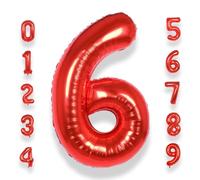 Palloncino Numero 6 Compleanno Rosso: Grande 101 cm Elio Palloncini Rossi Compleanno 6 Anni Mylar Foil Numeri Gigante Bimba Bambina Giganti per Festa di Baby Shower Anniversario Decorazioni