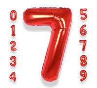 Palloncino Numero 7 Compleanno Rosso: Grande 101 cm Elio Palloncini Rossi Compleanno 7 Anni Mylar Foil Numeri Gigante Bimba Bambina Giganti per Festa di Baby Shower Anniversario Decorazioni