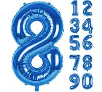 Palloncino Numero 8 Blu Decorazioni Compleanno,Giganti Numeri Elio Foil Kit Palloncini DIY Decorazione Feste Gonfiabili Pallone per Ragazzo Bambina Anniversario Celebrazione 8 18 28 Anni Compleanno