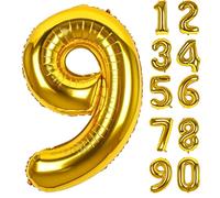 Palloncino Numero 9 Oro Decorazioni Compleanno,Giganti Numeri Elio Foil Kit Palloncini DIY Decorazione Feste Gonfiabili Pallone per Ragazzo Bambina Anniversario Celebrazione 9 19 29 Anni Compleanno
