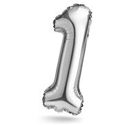 Palloncino numero, argento, 40 cm, decorazione compleanno bambini, anniversario, regalo palloncino in foil ad aria o elio per compleanno, matrimonio, festa di laurea, decorazione a sorpresa (numero 1)