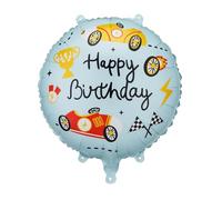 Palloncino PartyDeco a forma di auto da corsa, con scritta "Happy Birthday", 45,7 cm, per bambini, riempito con aria o elio