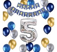 Palloncino per 5° compleanno, blu, 5 decorazioni per compleanno, Happy Birthday, palloncini in pellicola, numero 5, palloncini 5 decorazioni per compleanni, 5 anni (5)