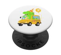Palloncino per festeggiare il 2° compleanno, dinosauro, scuol PopSockets PopGrip Adesivo