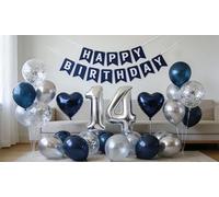 Palloncino per il 14° compleanno, blu, decorazione per feste di compleanno, 14° compleanno, colore blu, decorazione per feste di compleanno (14°