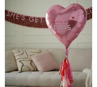 Palloncino rosa a forma di cuore da 61 cm, palloncini per addio al nubilato, palloncini divertenti per feste, stampa futura signora, coda con nappe rosa, adesivi con lettere
