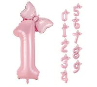 Palloncino rosa numero 1 da 40 pollici con fiocco, buon compleanno, palloncino gigante con numero, adatto per ragazze, decorazione per il compleanno della figlia, forniture per feste, festa di nascità
