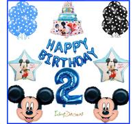 Palloncino Topolino con numero + scritta happy birthday buon compleanno kit 29pz