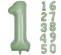 Palloncino verde, 1 verde oliva, numero 1, in pellicola, verde salvia, 1 palloncino da 40 pollici, in Mylar elio, per compleanni, feste, ragazze, ragazzi, doccia, matrimonio, anniversario, decorazione