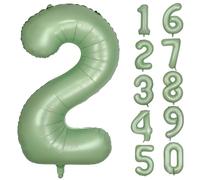 Palloncino verde, 2 verde oliva, numero 2, in pellicola, verde salvia, 2 palloncini da 40 pollici, in Mylar elio, per compleanni, feste, ragazze, ragazzi, doccia, matrimonio, anniversario, decorazione