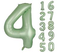 Palloncino verde, 4 verde oliva, numero 4, in pellicola, verde salvia, 4 palloncini da 40 pollici, in Mylar elio, per compleanni, feste, ragazze, ragazzi, doccia, matrimonio, anniversario, decorazione