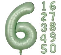 Palloncino verde, 6 verde oliva, numero 6, in pellicola, verde salvia, 6 palloncini da 40 pollici, in Mylar elio, per compleanni, feste, ragazze, ragazzi, doccia, matrimonio, anniversario, decorazione