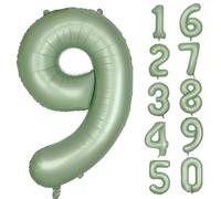 Palloncino verde, 9 verde oliva, numero 9, in pellicola, verde salvia, 9 palloncini da 40 pollici, in Mylar elio, per compleanni, feste, ragazze, ragazzi, doccia, matrimonio, anniversario, decorazione