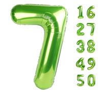 Palloncino verde chiaro da 101 cm, numero 7, primo compleanno, jumbo, in Mylar, per 17, 27, 37, compleanno, digitale, per 70° festa, matrimonio, anniversario, decorazioni per feste