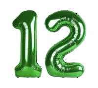 Palloncino verde numero 12 101,6 cm, 12 palloncini numerici, decorazioni per il 12° compleanno verde, 12 anni ragazze ragazzi forniture per feste verdi