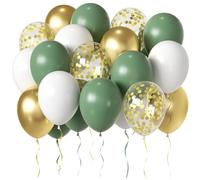 Palloncino verde oro bianco, 50 palloncini in lattice oliva bianco dorato con coriandoli metallizzati per compleanno, matrimonio, festa, baby shower decorazione
