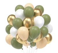 Palloncino Verde Salvia e Oro 60 Pezzi Palloncini Verdi e Bianchi Oro Palloncino Oliva Verdi Avocado Metallizzato Lattice Palloncini Compleanno per battesimo bambino Matrimonio Festa Decorazioni