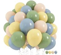 Palloncino verde salvia, giallo, blu, 60 pezzi, 12 pollici, retrò, verde macaron, giallo, bianco, sabbia, beige, dusty, blu, in lattice, elio, per compleanno, feste, feste, matrimoni, decorazioni