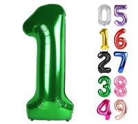Palloncino verde scuro numero 1 101 cm, palloncino per primo compleanno per neonati e ragazze, decorazioni per il primo compleanno, colore verde scuro lucido